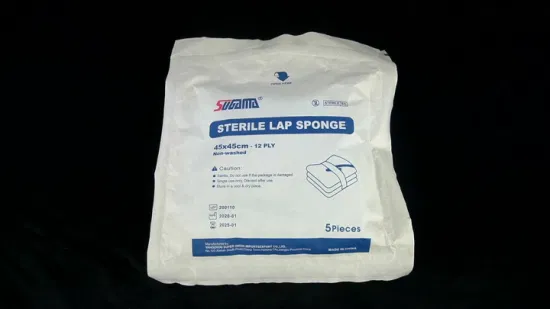 Gauze Lap Sponge with Blue of White Cotton Loop Medical Gauze Lap Sponge