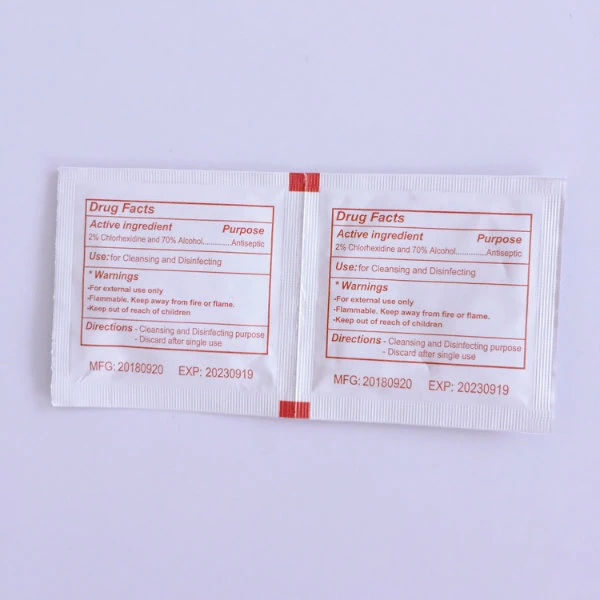 Non Woven Medical Alcohol Swabs with 2% Chlorhexidine and 70% Alcohol